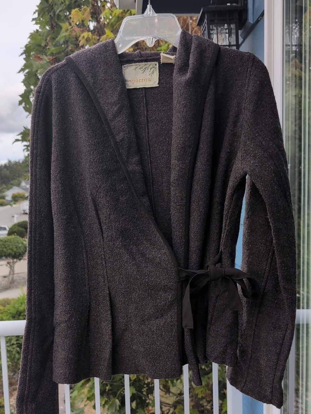 Sparrow by Anthropologie Espresso Brown Wool Wrap Jacket Tie And Hood